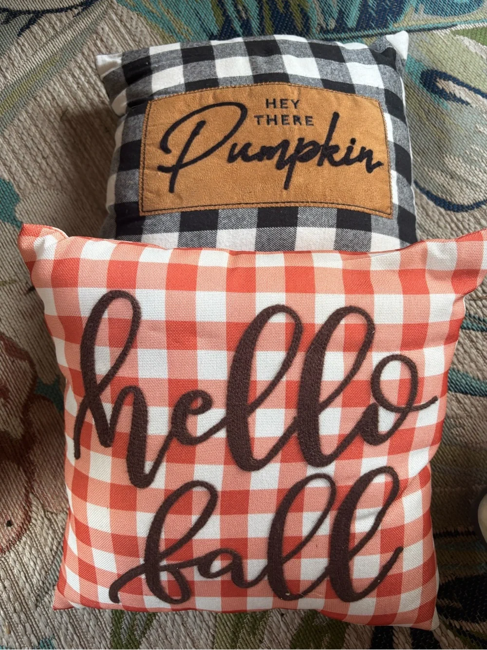 Two Fall gingham pillows- Seasonal Accent
